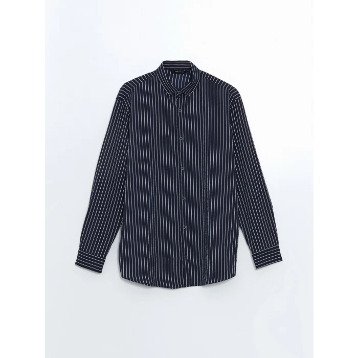 LCW Vision Lacivert Slim Fit Çizgili Erkek Gömlek