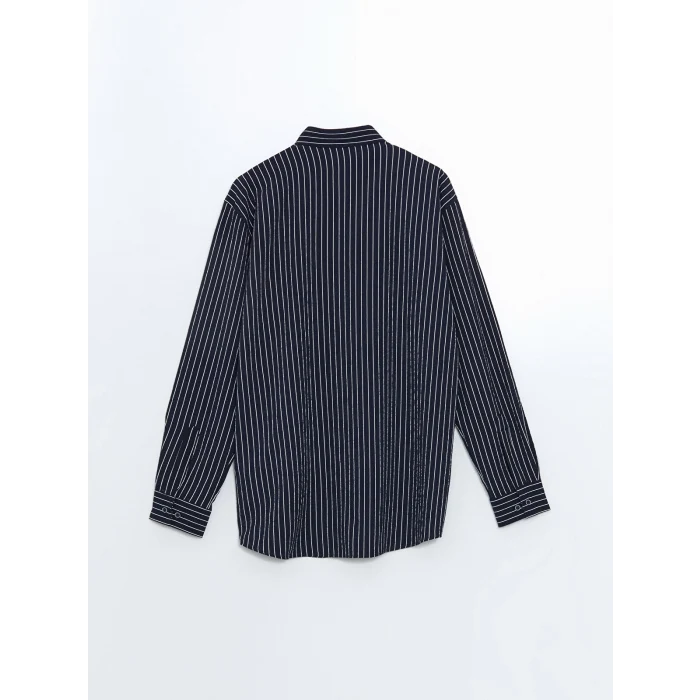 LCW Vision Lacivert Slim Fit Çizgili Erkek Gömlek