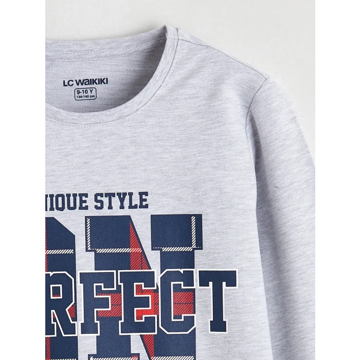 LCW Kids Gri Bisiklet Yaka Ekose Erkek Çocuk Pijama Takımı