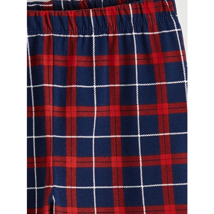 LCW Kids Gri Bisiklet Yaka Ekose Erkek Çocuk Pijama Takımı