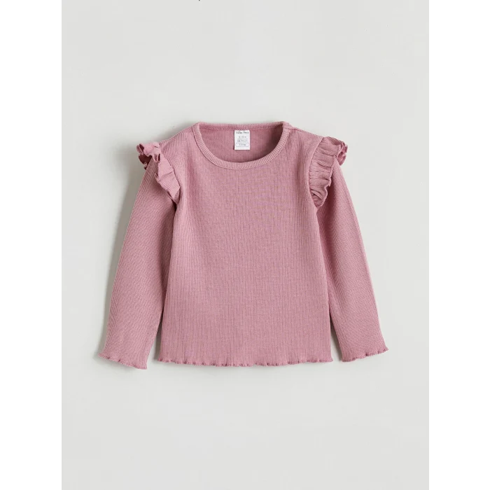 LCW baby Ekru Bisiklet Yaka Kız Bebek Tişört 3lü