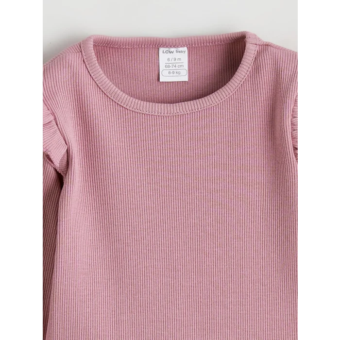 LCW baby Ekru Bisiklet Yaka Kız Bebek Tişört 3lü