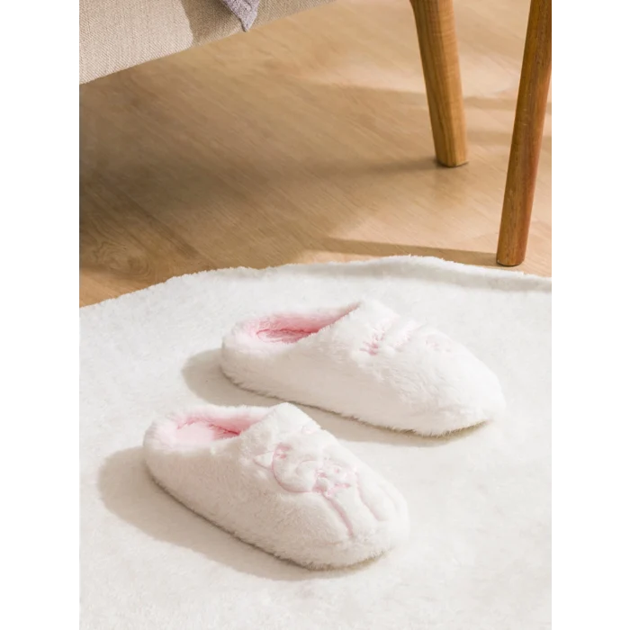 LCW STEPS Ekru Kedi Nakışlı Kadın Ev Terliği