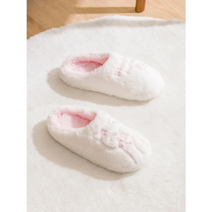 LCW STEPS Ekru Kedi Nakışlı Kadın Ev Terliği