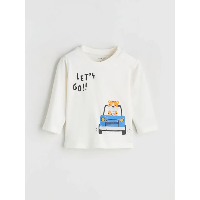 LCW baby Bej Bisiklet Yaka Erkek Bebek Sweatshirt ve Eşofman Alt