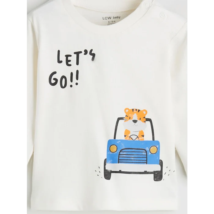 LCW baby Bej Bisiklet Yaka Erkek Bebek Sweatshirt ve Eşofman Alt