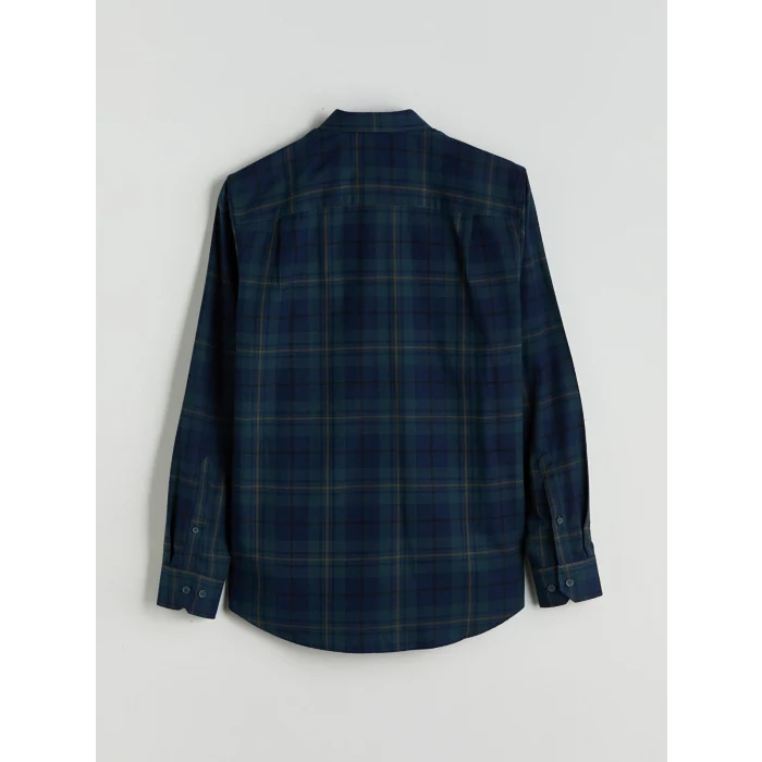 LCWAIKIKI Classic Yeşil Regular Fit Uzun Kollu Ekose Gabardin Erkek Gömlek