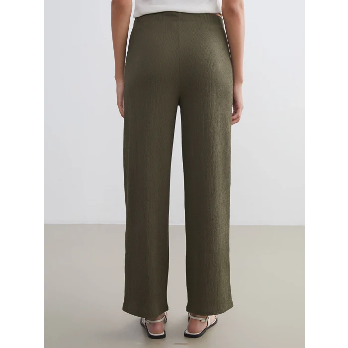 LCWAIKIKI Classic Haki Beli Lastikli Dokulu Kadın Pantolon