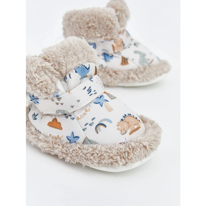 LCW STEPS Bej Pelüş Erkek Bebek Panduf