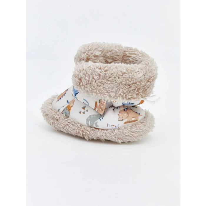 LCW STEPS Bej Pelüş Erkek Bebek Panduf