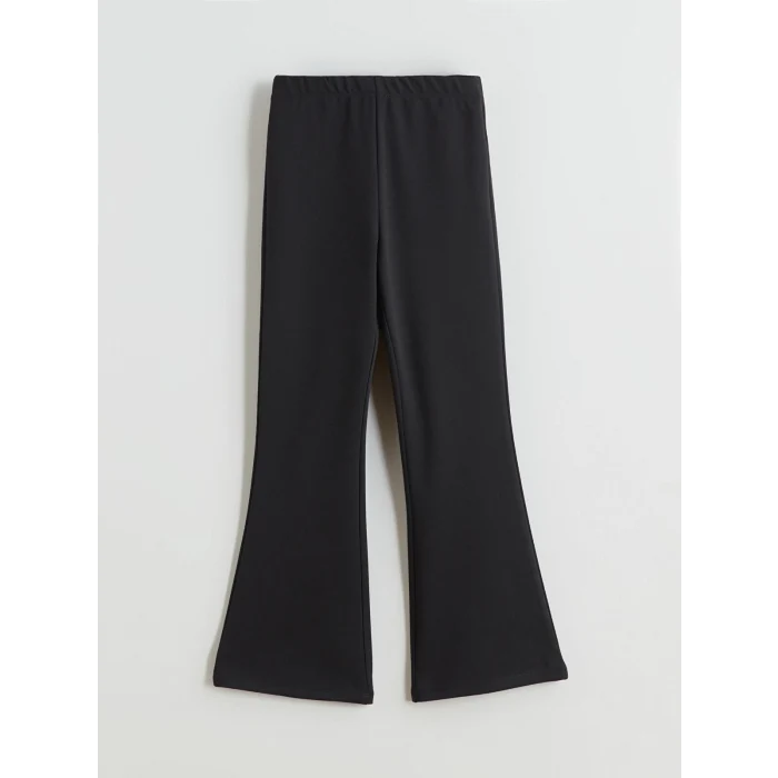 LCW Kids Siyah Beli Lastikli İspanyol Paça Kız Çocuk Tayt