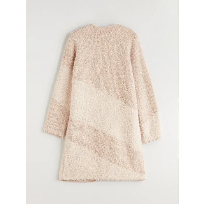 LCWAIKIKI Classic Kahverengi Şal Yaka Renk Bloklu Kadın Triko Hırka