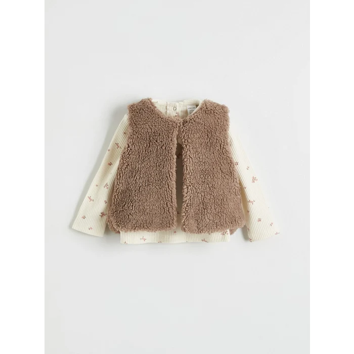 LCW baby Kahverengi Kız Bebek Bluz, Yelek ve Tayt