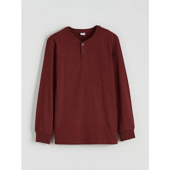 LCW Kids Bordo Bisiklet Yaka Erkek Çocuk Pijama Takımı