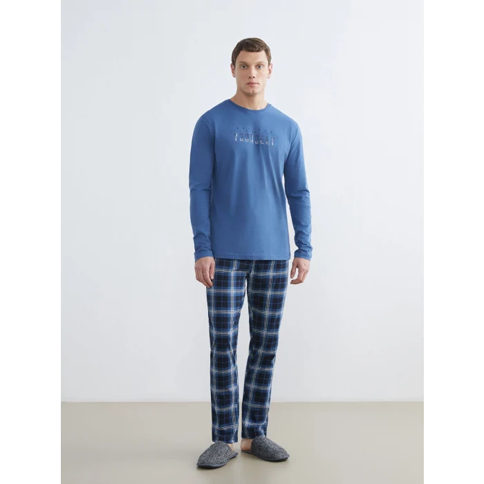 LC WAIKIKI Lacivert Ekose Erkek Pijama Takımı