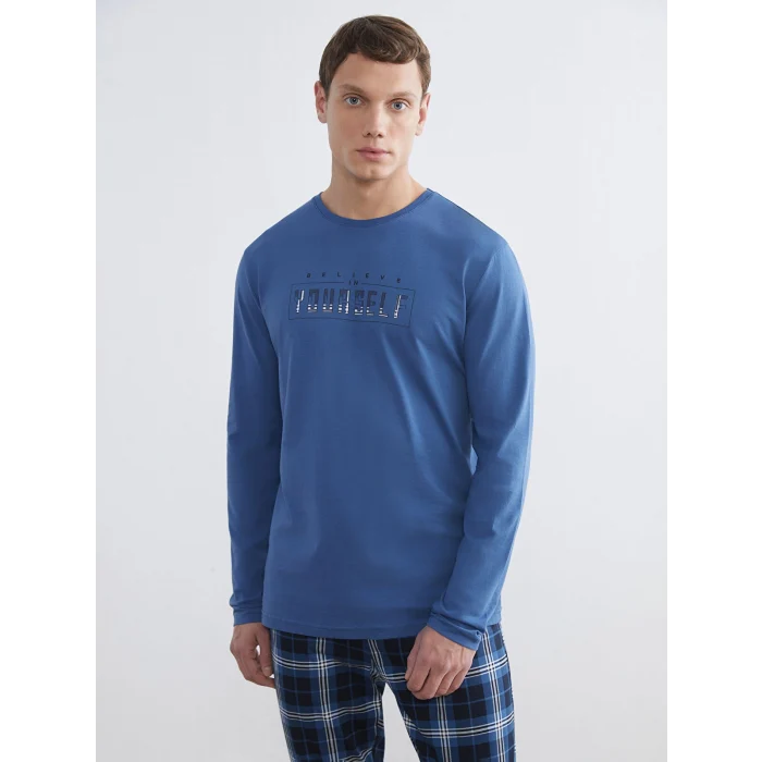 LC WAIKIKI Lacivert Ekose Erkek Pijama Takımı