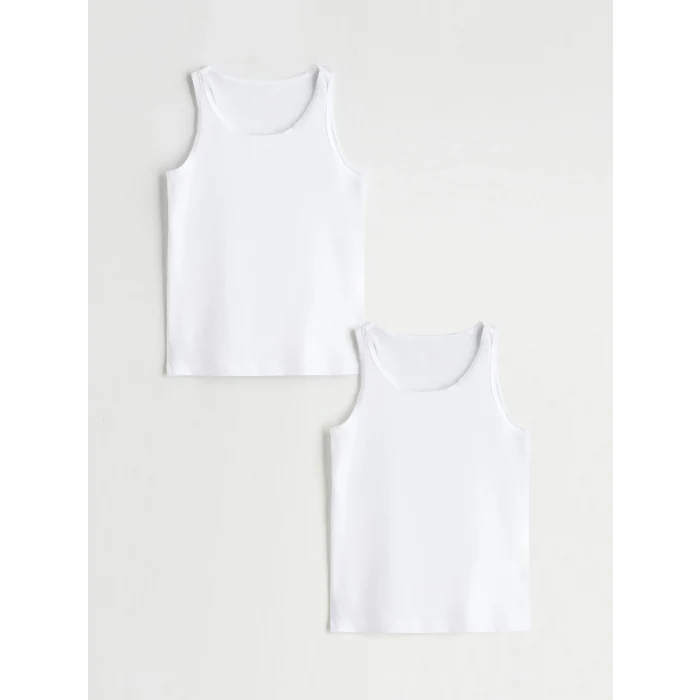 LCW Kids Beyaz Bisiklet Yaka Kız Çocuk Atlet 2li