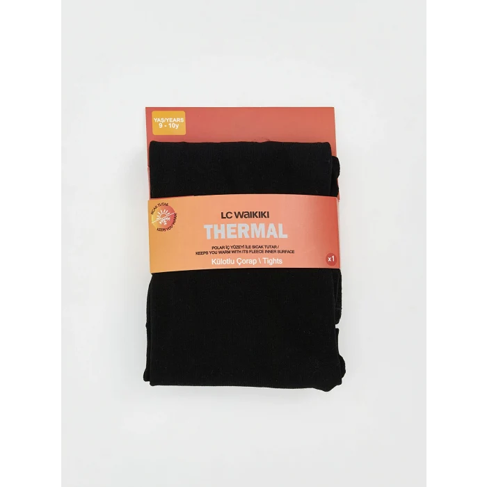 LCW Kids Siyah Basic Kız Çocuk Termal Külotlu Çorap