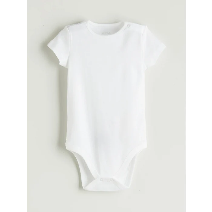 LCW baby Ekru Bisiklet Yaka Kız Bebek Çıtçıtlı Body 3lü