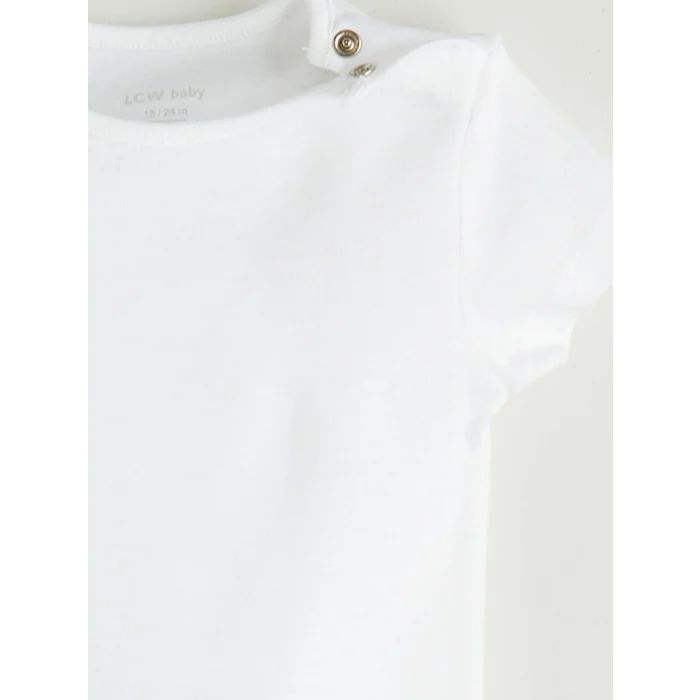 LCW baby Ekru Bisiklet Yaka Kız Bebek Çıtçıtlı Body 3lü