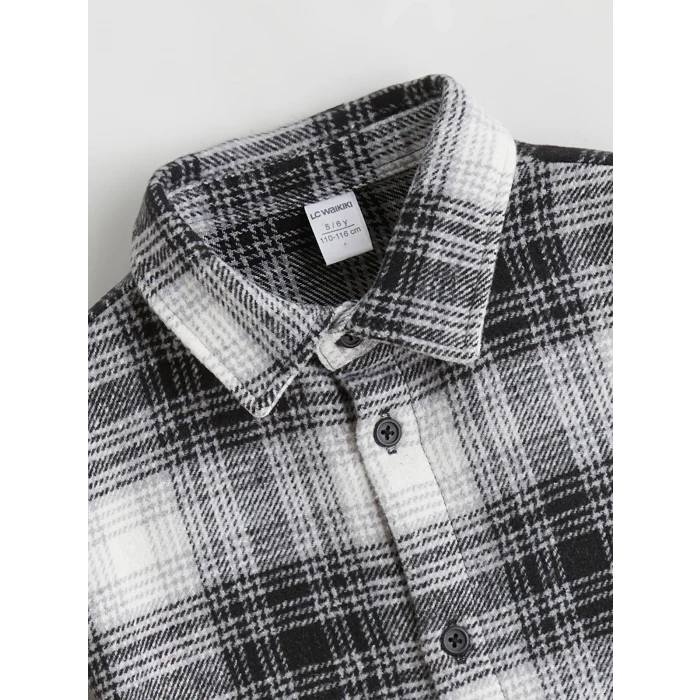 LCW Kids Siyah Uzun Kollu Ekose Erkek Çocuk Gömlek