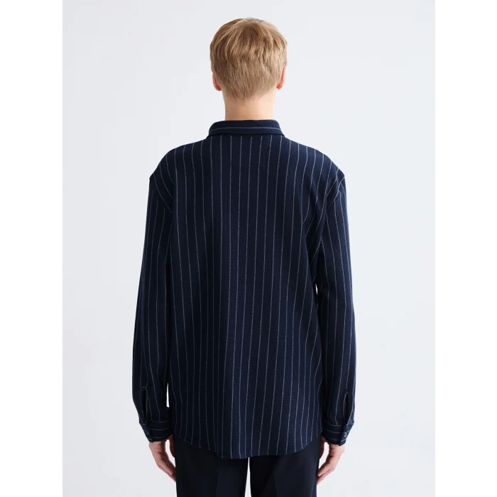 LCW Vision Lacivert Regular Fit Uzun Kollu Çizgili Erkek Gömlek