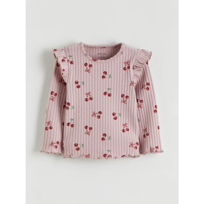 LCW baby Lila Kiraz Baskılı Kız Bebek Bluz