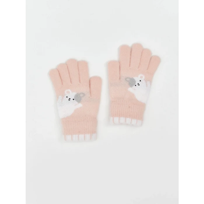 LCW ACCESSORIES Pembe Hayvan Nakışlı Kız Çocuk Eldiven