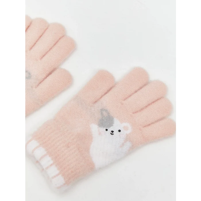 LCW ACCESSORIES Pembe Hayvan Nakışlı Kız Çocuk Eldiven