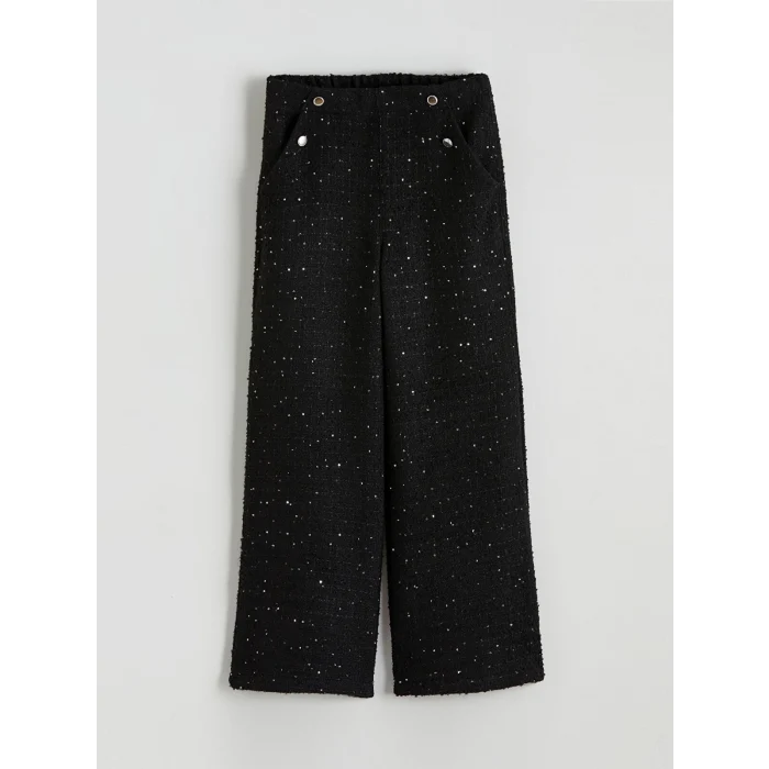 LCW Kids Siyah Beli Lastikli Tüvit Kız Çocuk Pantolon