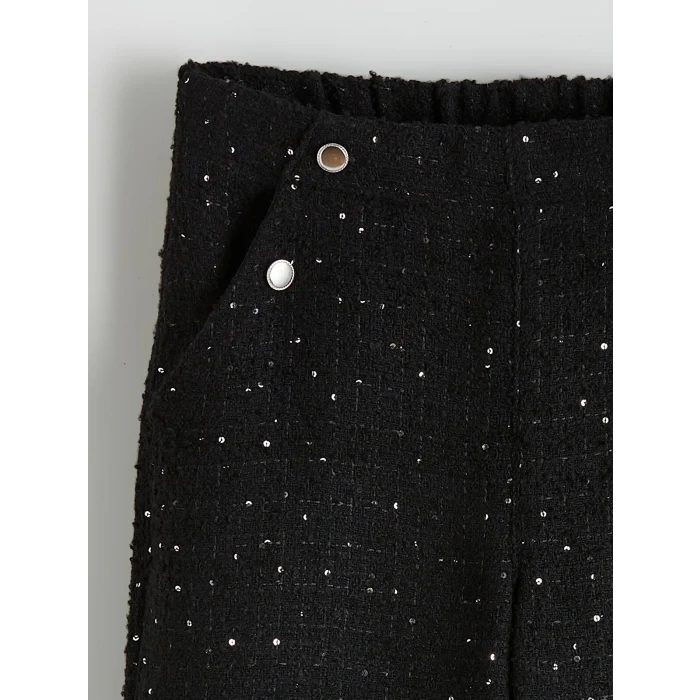 LCW Kids Siyah Beli Lastikli Tüvit Kız Çocuk Pantolon