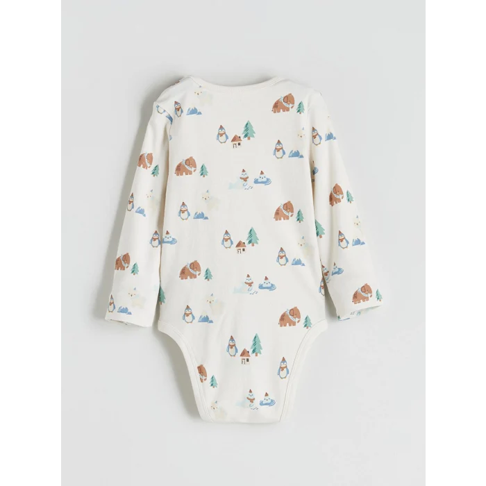 LCW baby Bej Bisiklet Yaka Erkek Bebek Çıtçıtlı Bodysuit 2li