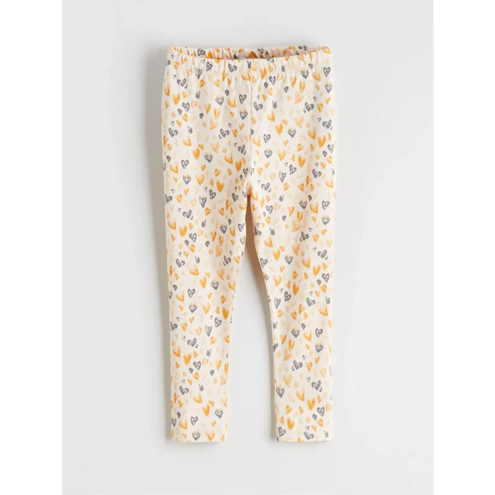 LCW baby Bej Kalp Baskılı Kız Bebek Bluz ve Tayt