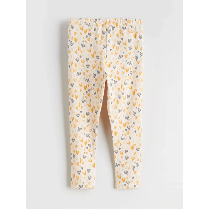 LCW baby Bej Kalp Baskılı Kız Bebek Bluz ve Tayt