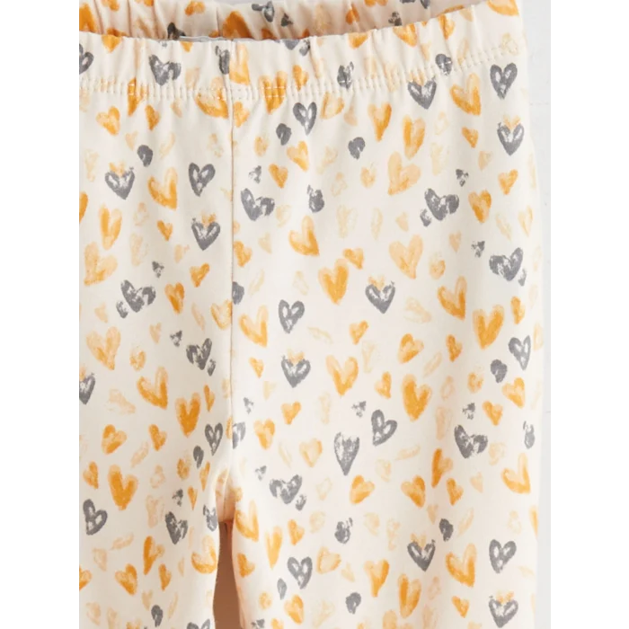 LCW baby Bej Kalp Baskılı Kız Bebek Bluz ve Tayt