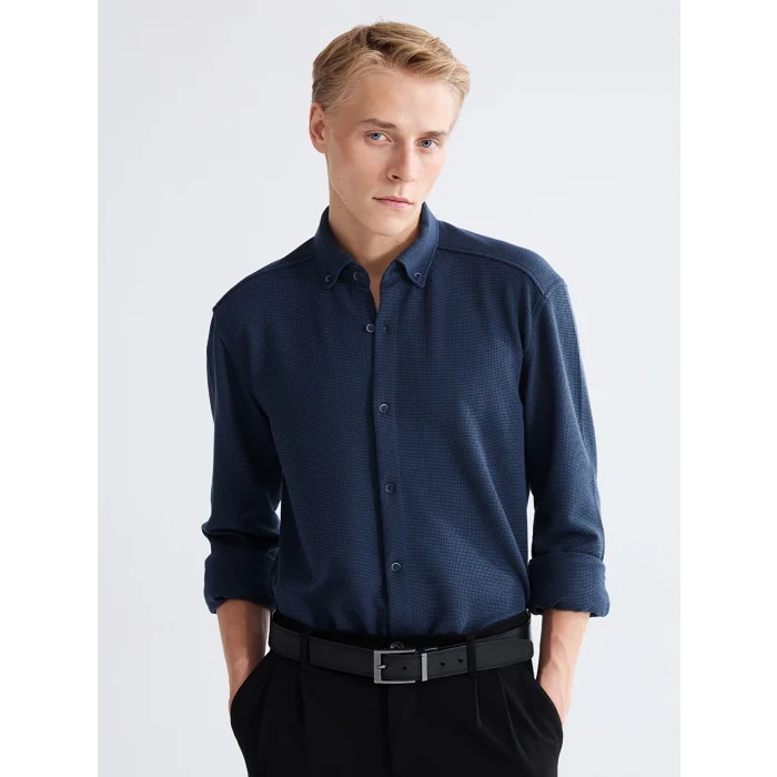 LCW Vision Petrol Slim Fit Erkek Gömlek