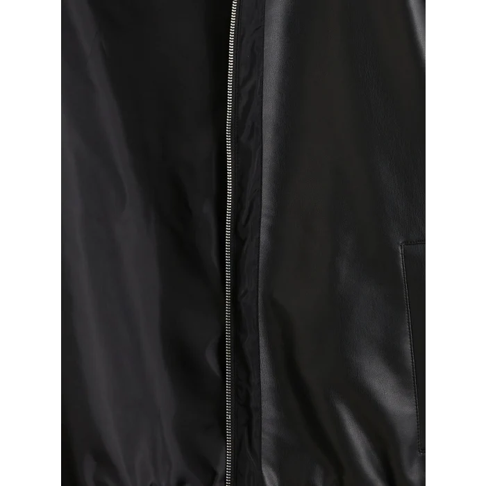 XSIDE Siyah Standart Kalıp Kapüşonlu Erkek Deri Görünümlü Ceket