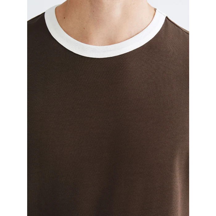 XSIDE Kahverengi Kontrast Detaylı Erkek Penye Tişört