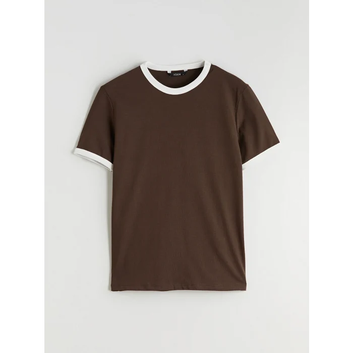 XSIDE Kahverengi Kontrast Detaylı Erkek Penye Tişört