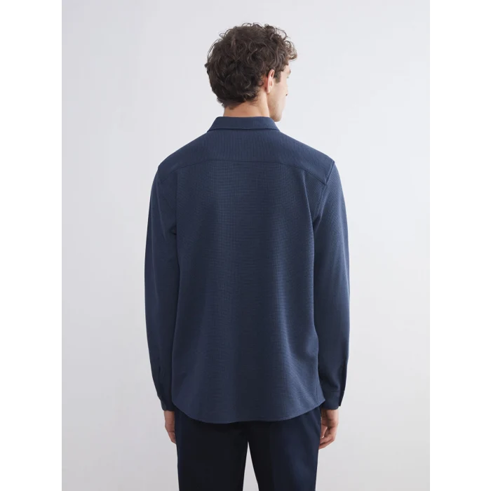 LCW Vision Petrol Slim Fit Uzun Kollu Erkek Dokulu Gömlek