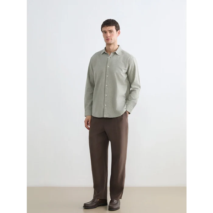 LCW Vision Yeşil Regular Fit Armürlü Erkek Gömlek