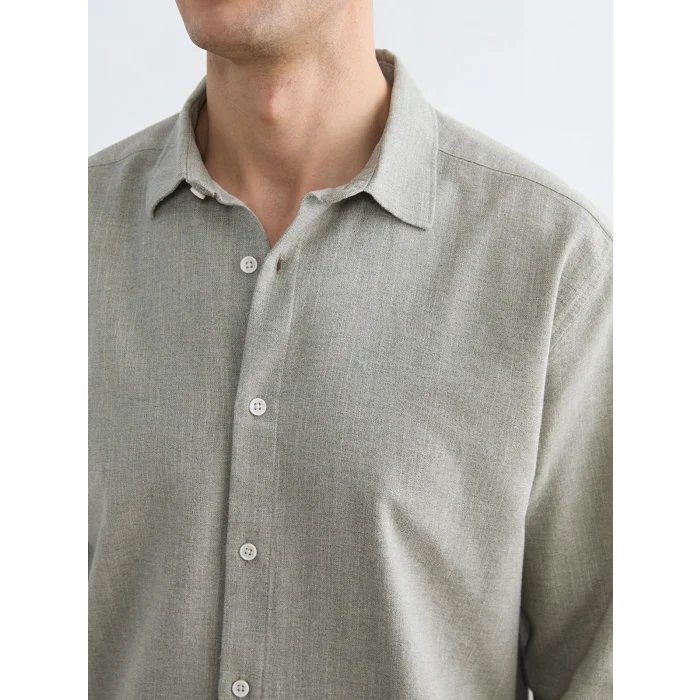 LCW Vision Yeşil Regular Fit Armürlü Erkek Gömlek