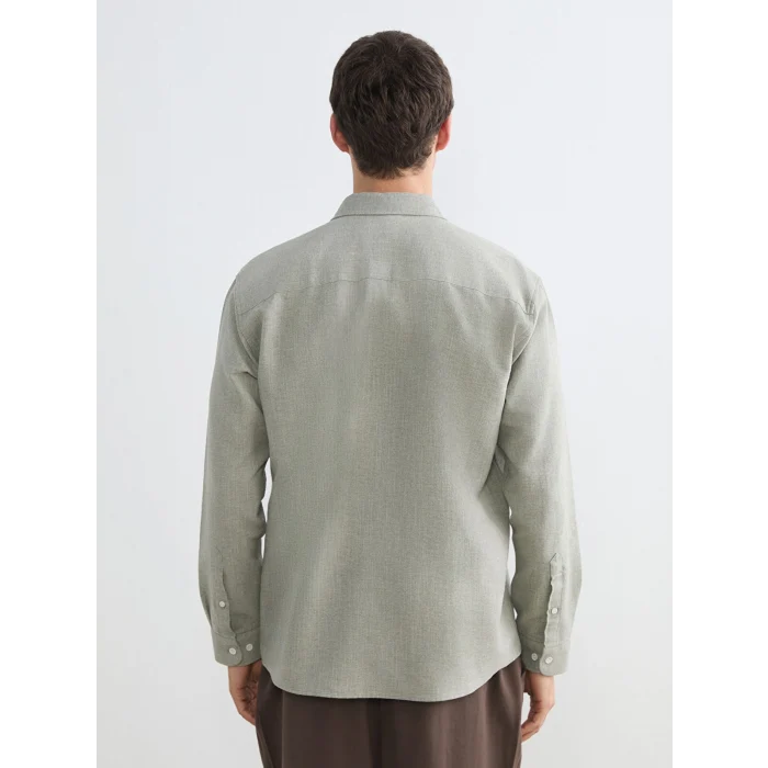 LCW Vision Yeşil Regular Fit Armürlü Erkek Gömlek