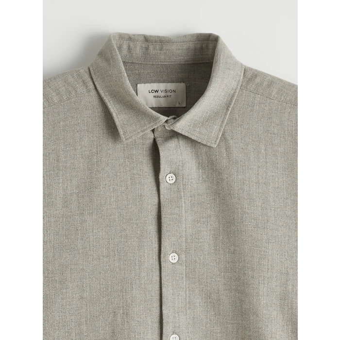 LCW Vision Yeşil Regular Fit Armürlü Erkek Gömlek