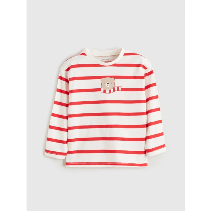 LCW baby Ekru Baskılı Kız Bebek Sweatshirt ve Eşofman Altı