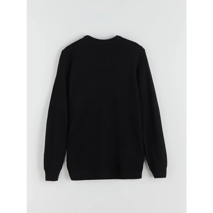 LCW Vision Siyah Bisiklet Yaka Kareli Erkek Triko Kazak