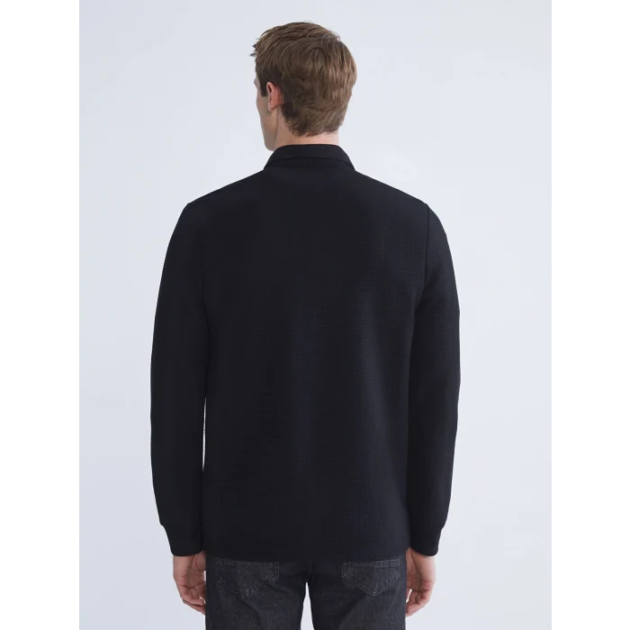 LCWAIKIKI Classic Siyah Polo Yaka Erkek Sweatshirt