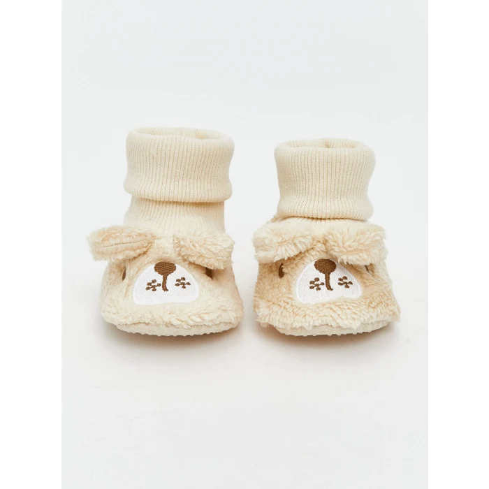 LCW STEPS Bej Hayvan Figürlü Erkek Bebek Çoraplı Ev Ayakkabısı