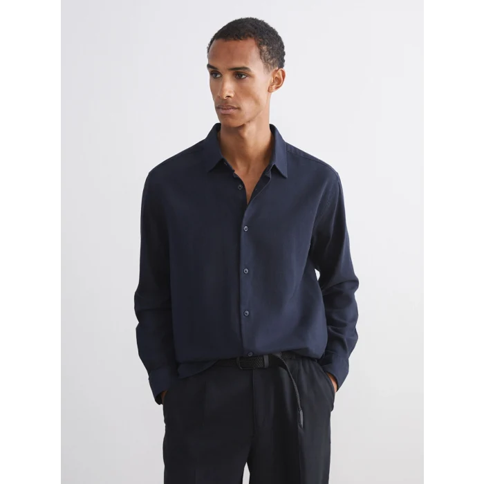 LCW Vision Lacivert Regular Fit Uzun Kollu Gabardin Erkek Gömlek