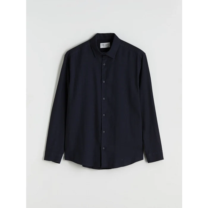 LCW Vision Lacivert Regular Fit Uzun Kollu Gabardin Erkek Gömlek